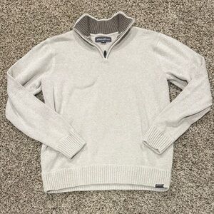 Eddie Bouer Men's Cream Quarter-Zip Sweater
